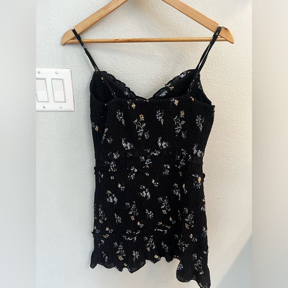 Abercrombie & Fitch Smocked Ruffled Black Floral Dress - Picture 2 of 6